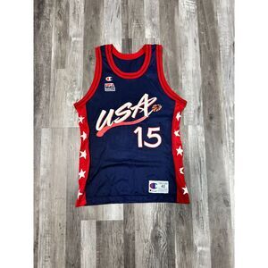 Size 40 (L) - Champion Team USA #15 Hakeem Olajuwon Jersey